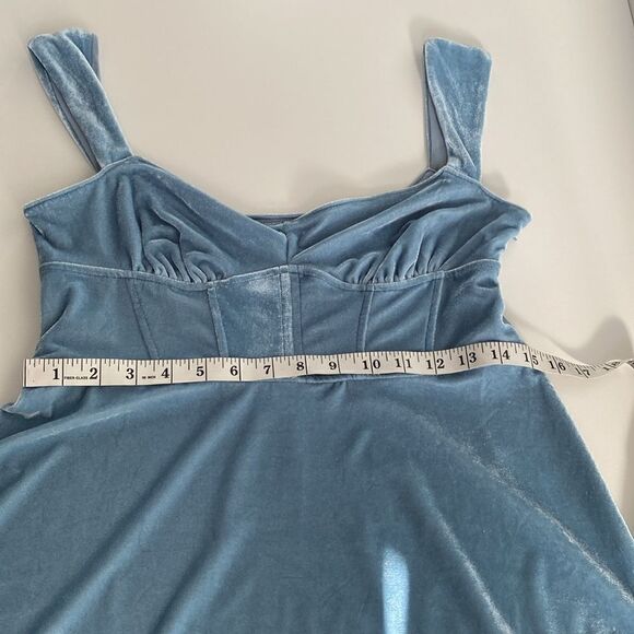 Urban Outfitters Genivieve Blue Velvet Corset Mini Dress Size Large - Picture 12 of 14